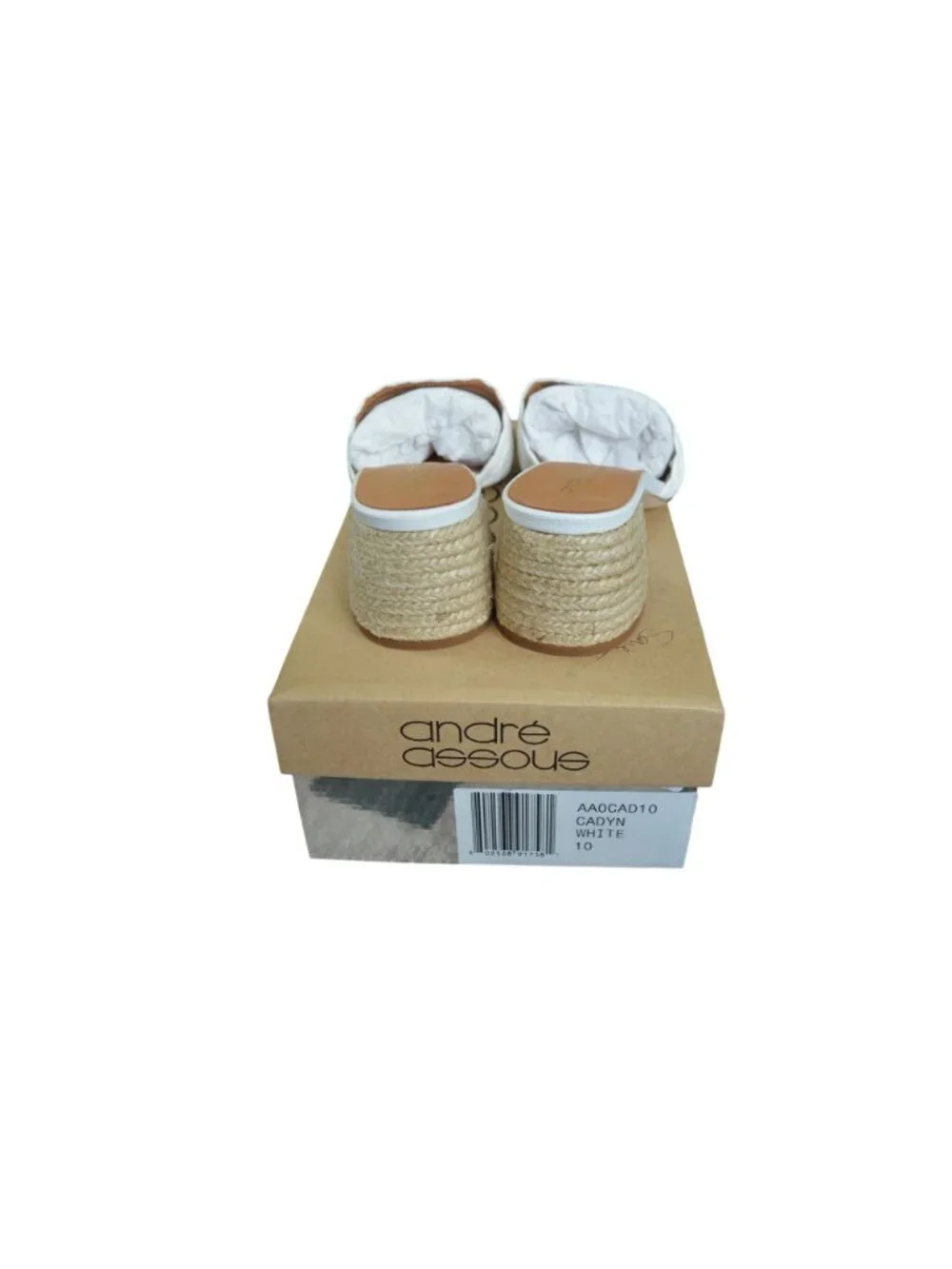 New Andre Assous Cadyn Slip On Sandals White Raffia Espadrilles Women's Size 8.5